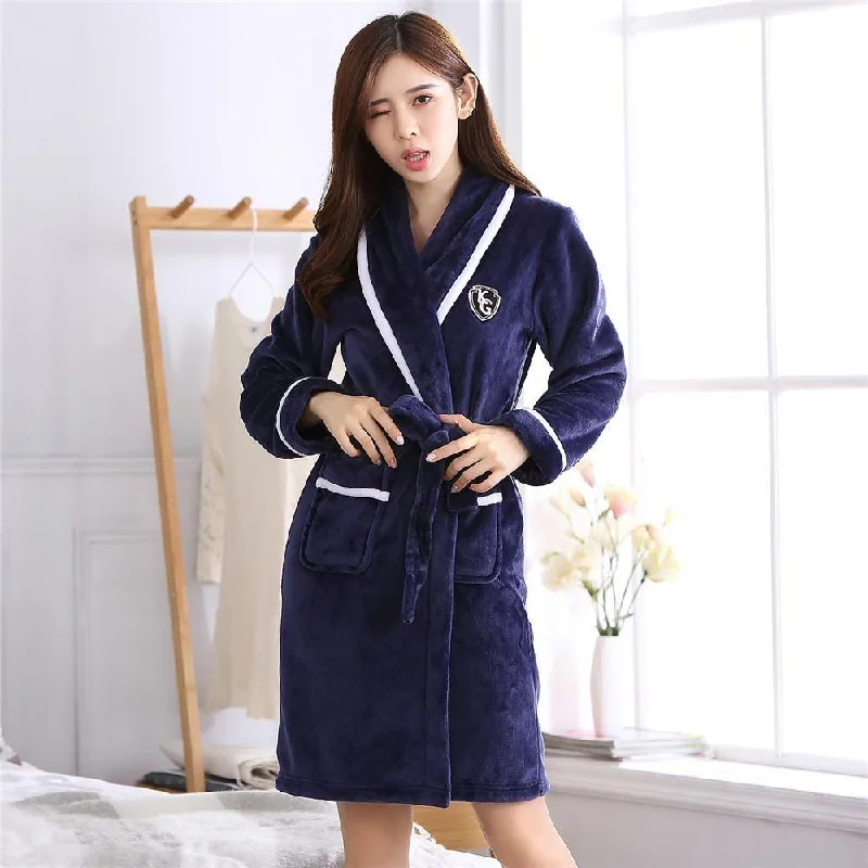 Womens Robe sets that are personalized -Peignoir Femme<br> Bleu Marine