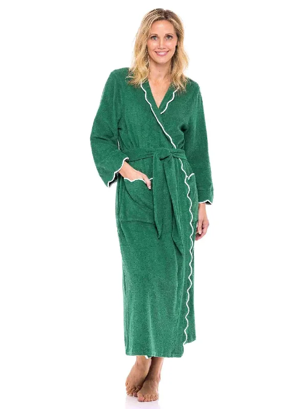 Womens terry cloth robes absorbent after shower-Emerald Green French Terry Robe