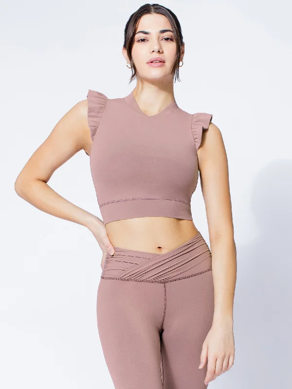 Camisoles for large bust -RUFFLED PURE TANK, ASH MAUVE