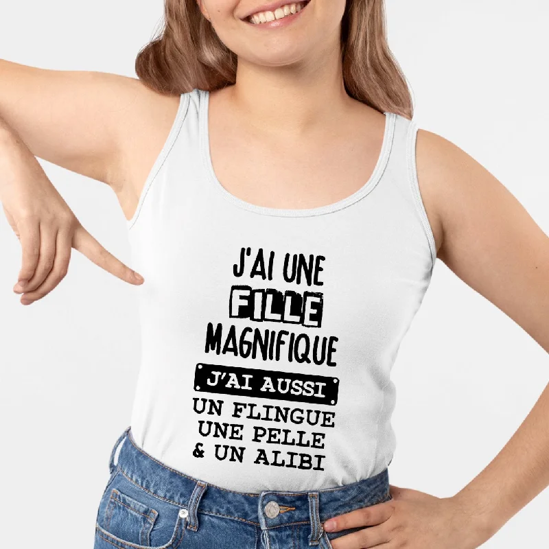 Camisoles made in USA -Débardeur Femme J'ai une fille magnifique, flingue pelle alibi Camisoles made in USA -Débardeur Femme J'ai une fille magnifique, flingue pelle alibi