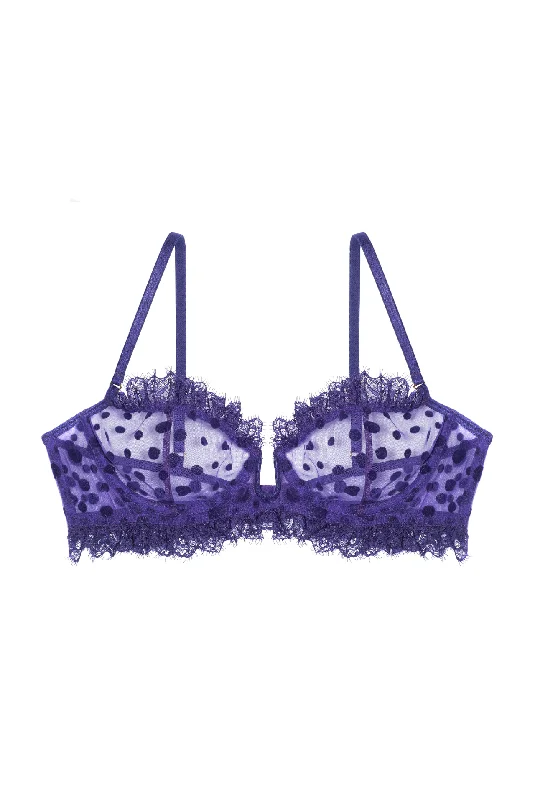Garter belt and stockings set with lace -PRUNE U-shaped Underwire Bra with Frills