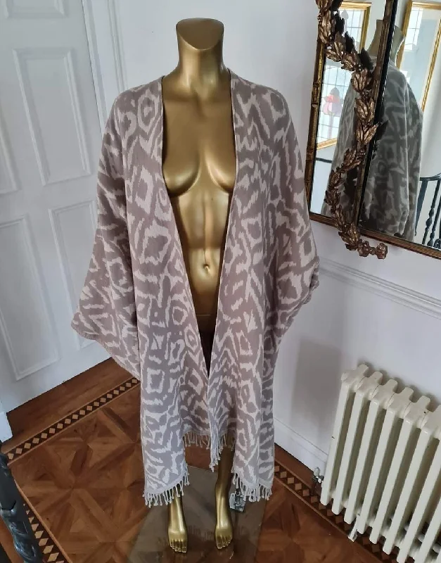 Womens Robes satin and silk -Merino Wool Cape Style Cardigan