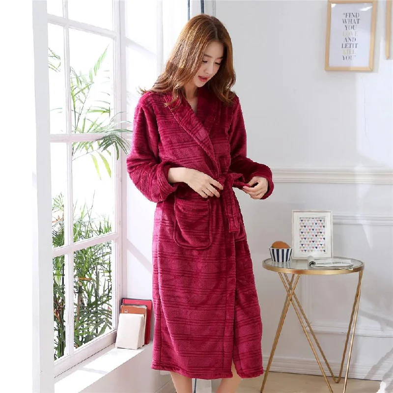 Womens terry cloth robes absorbent after shower-Peignoir Femme<br> Polaire