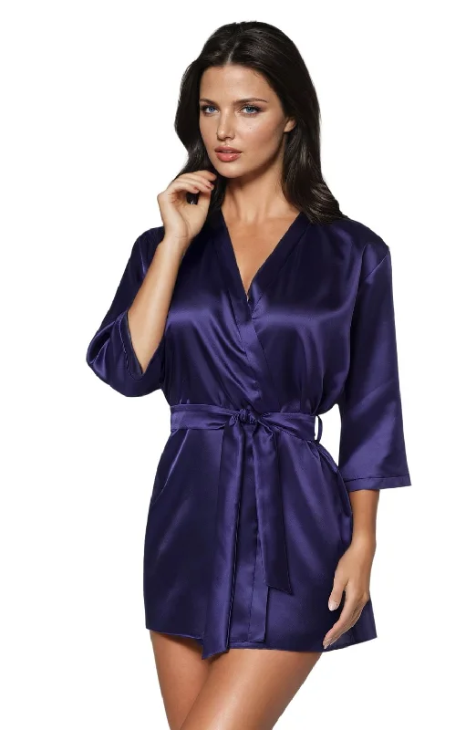 Womens robes for tall women long length-Irall Aria Dressing Gown Navy