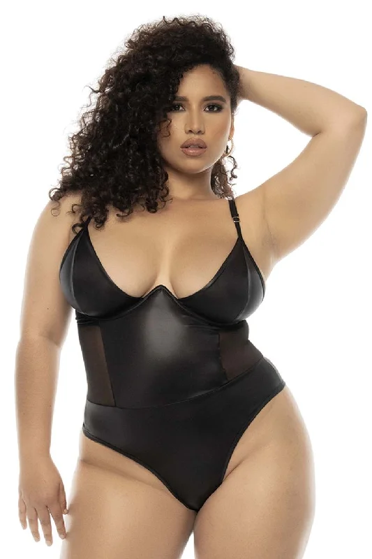 Halter bra for round bodies lift -Mapale 2752X Bibi Bodysuit Plus Color Wet Look Black Halter bra for round bodies lift -Mapale 2752X Bibi Bodysuit Plus Color Wet Look Black