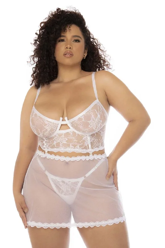 Black lace garter belt set plus size -Mapale 7544X Hope 2 in 1 Babydoll Plus Color White Black lace garter belt set plus size -Mapale 7544X Hope 2 in 1 Babydoll Plus Color White