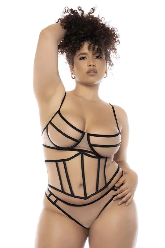Sexy lingerie for triangle body type balconette bra -Mapale 8848X Solaine Three Piece Set Plus Color Nude-Black Sexy lingerie for triangle body type balconette bra -Mapale 8848X Solaine Three Piece Set Plus Color Nude-Black