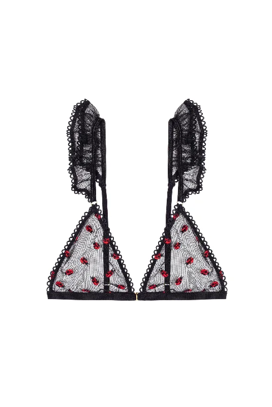 Red lingerie sets for Valentine's Day -COCCINELLE Triangle Bra with Frills