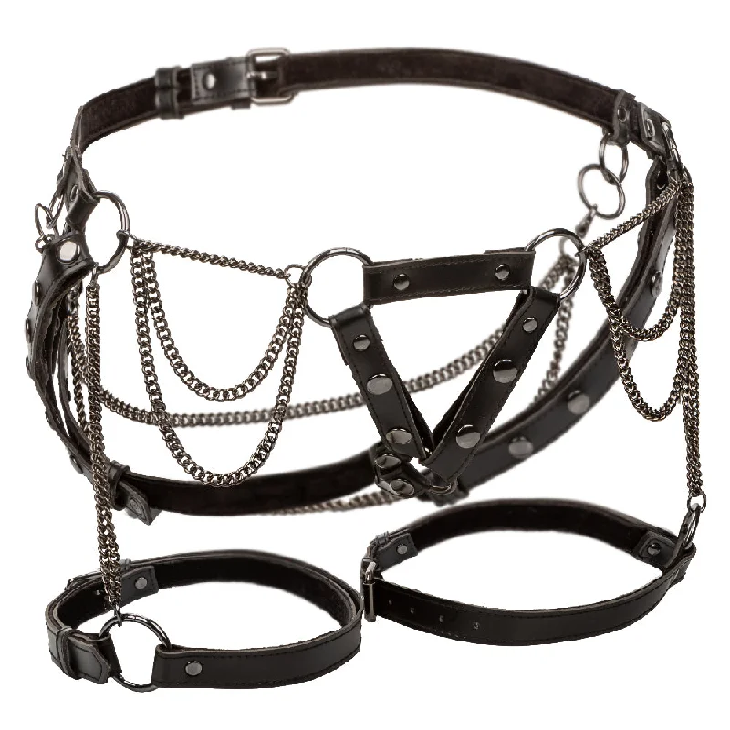 Crotchless panties sexy lingerie for fun -2Euphoria Collection Plus Size Thigh Harness With  Chains - Black