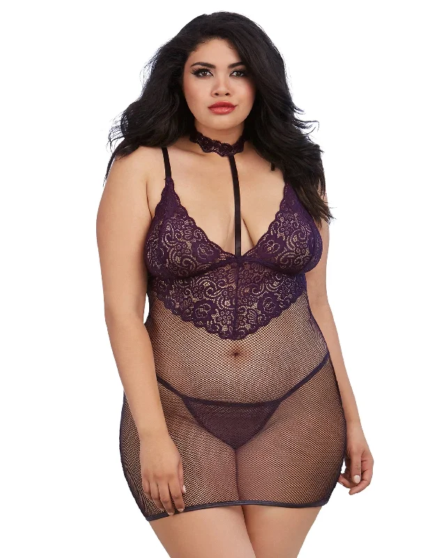 Red teddy open cup crotchless lingerie -DG RD 11840X Plus Size Lace and Fishnet Chemise with Stretch Lace Collar Red teddy open cup crotchless lingerie -DG RD 11840X Plus Size Lace and Fishnet Chemise with Stretch Lace Collar
