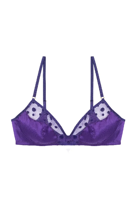 Lingerie for rectangle body define waistline -PRUNE Soft Bra with Satin