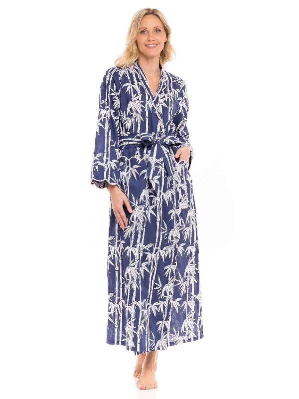 Womens robes personalized monogrammed gift-Navy Bamboo Classic Robe