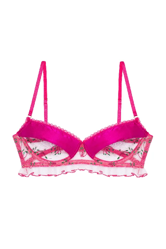 Black and red lingerie set for passion -BONBON Underwire Bra with Frills and Satin