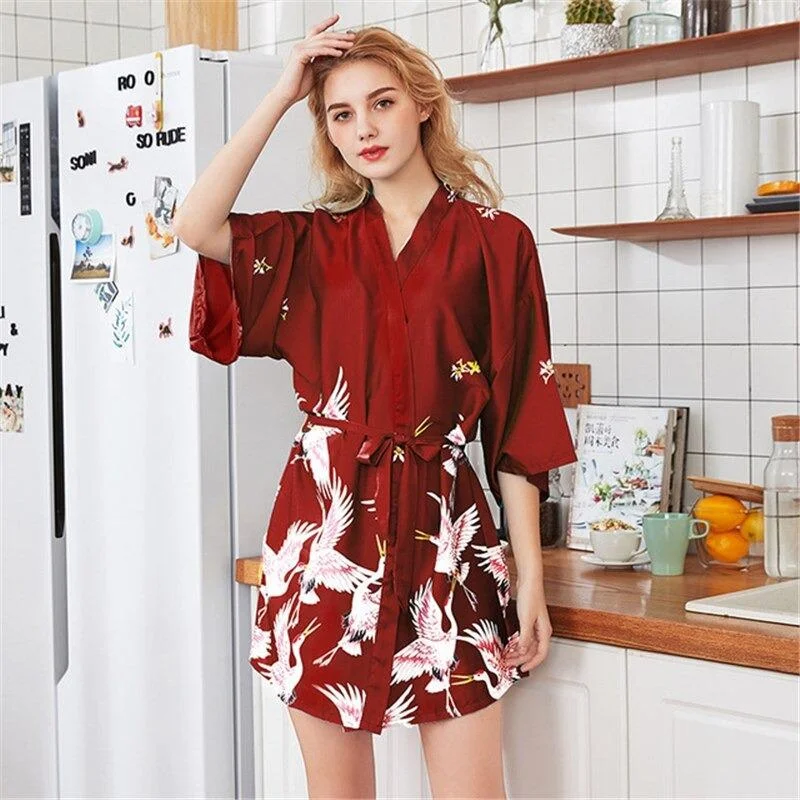 Womens Robe sets with zip front -Nuisette Femme<br> Rouge