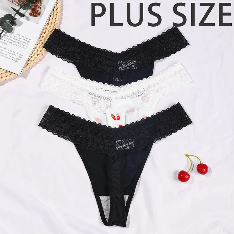 "Embroidery" detail lingerie sets -Sexy Plus Size Thongs, Printed Low Waist Underwear "Embroidery" detail lingerie sets -Sexy Plus Size Thongs, Printed Low Waist Underwear