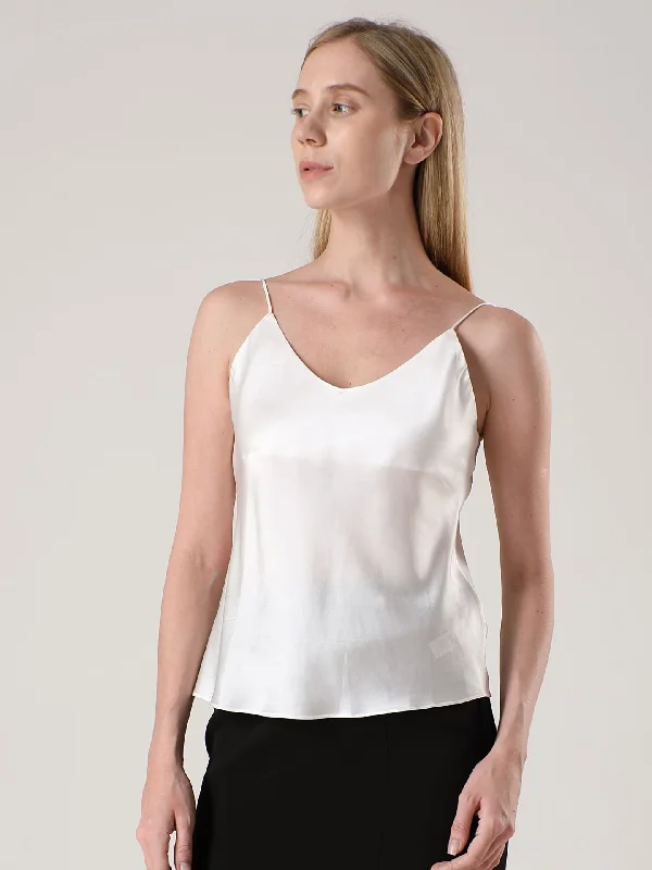Tanks with built in bra plus size -Women's V Neck Silk Camisole