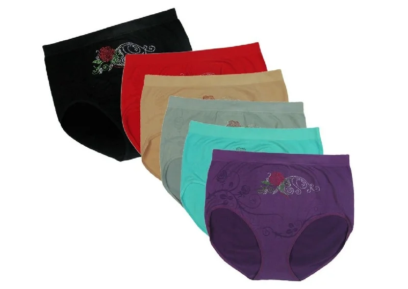 Floral Rhinestones Full Coverage Briefs