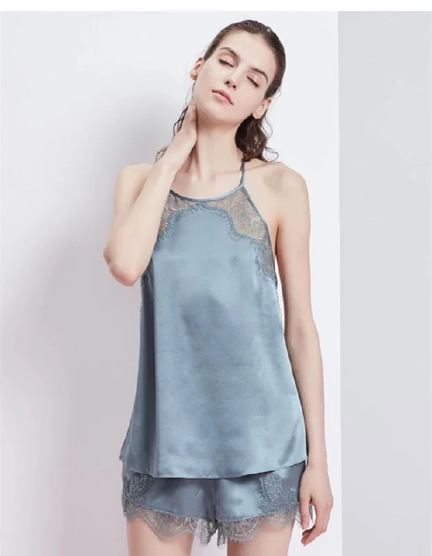 Womens nightwear for different body shapes flattering -Hollow lace sling backless sexy pajamas women