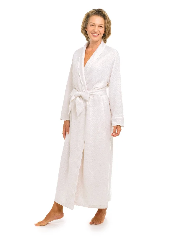 Womens Robe sets with long sleeves -Oatmeal Quilted Classic Robe