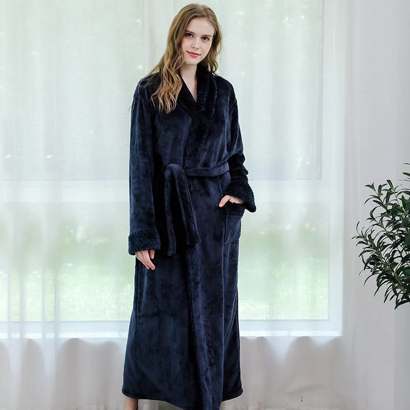 Womens maternity robes pregnancy comfort-Robe de Chambre Femme<br> Bleu Marine
