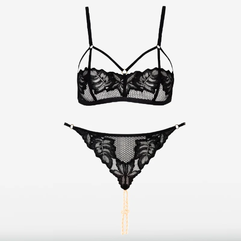 High waisted lingerie set for tummy control -Set London Bra & g-String
