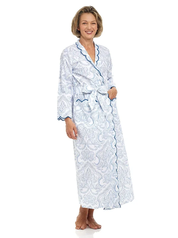 Womens Robe sets for new moms -Blue Paisley Classic Robe