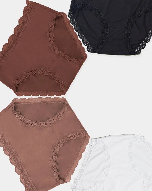 High Rise Brief Four Pack - Mocha Essentials