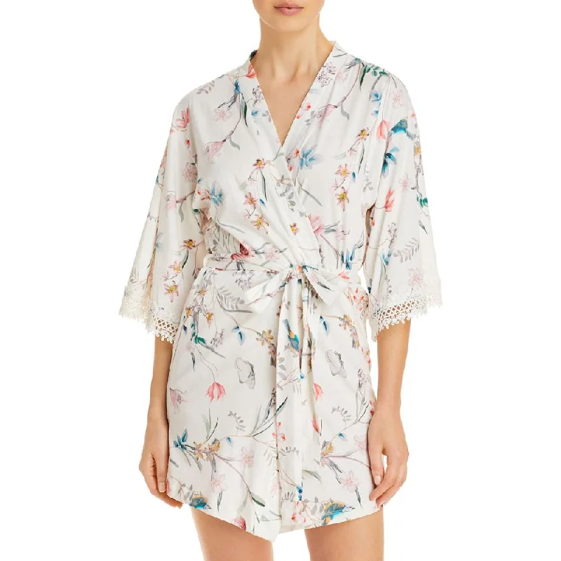 Womens robes with fun prints and patterns stylish-Flora Nikrooz Women's Irene Sleepwear Comfy Short Robe Womens robes with fun prints and patterns stylish-Flora Nikrooz Women's Irene Sleepwear Comfy Short Robe