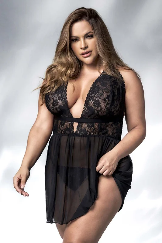 Lingerie for pear body shape accentuate hips -Mapale 7500X Babydoll Color Black