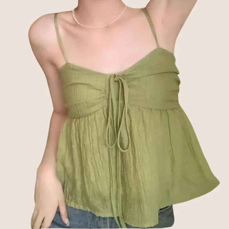 Adjustable strap camisoles for custom fit -Lush Smocked  Sleeveless Short Top