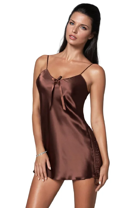 Womens nightwear that are adjustable custom fit supportive-Irall Aria Nightdress Chocolate