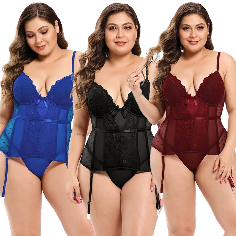 Sheer and lacy lingerie set for seduction -Plus Elegance Deluxe Satin Sexy Corset Lingerie Sheer and lacy lingerie set for seduction -Plus Elegance Deluxe Satin Sexy Corset Lingerie