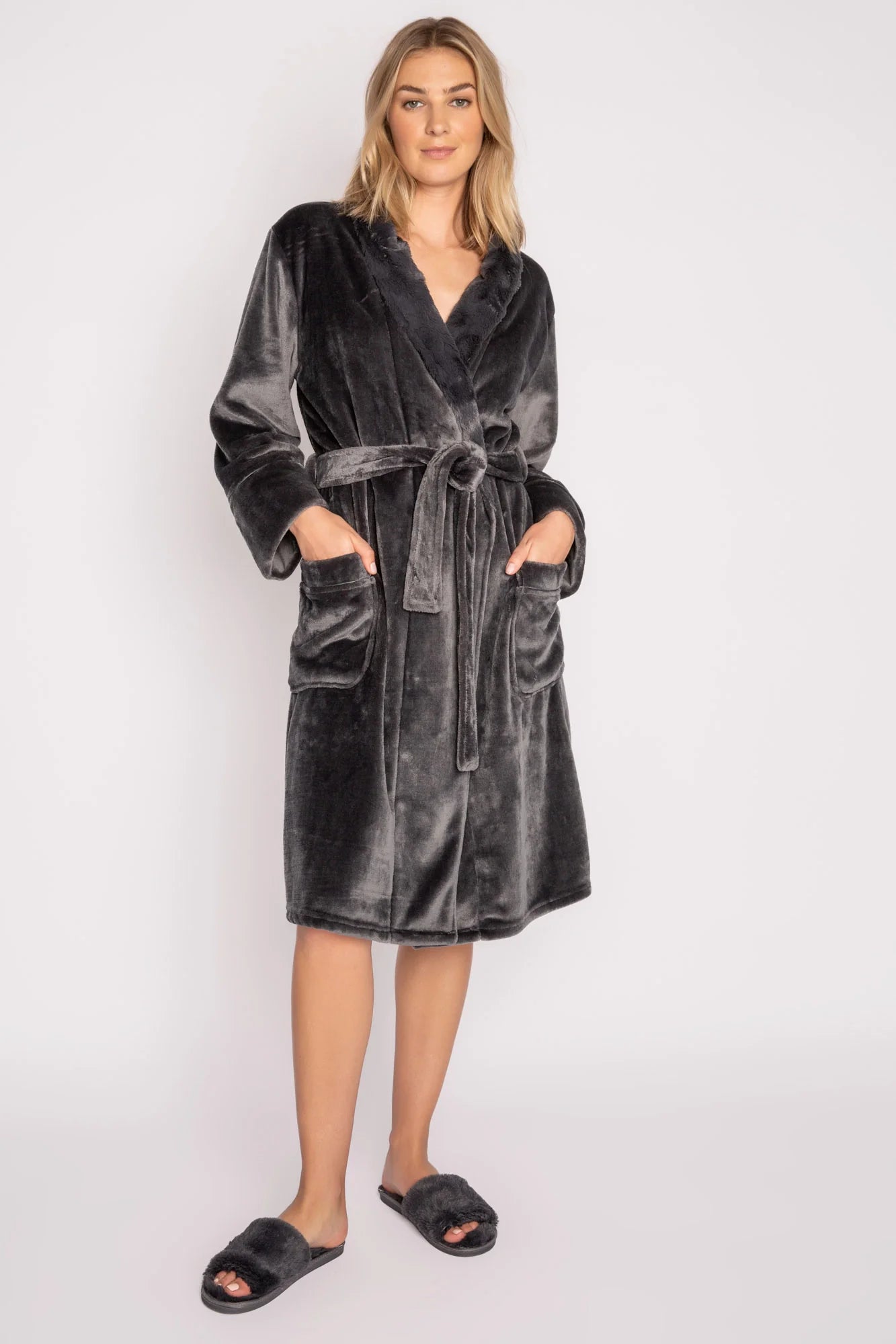 Womens robes with solid colors classic versatile-PJ Salvage Luxe Plush Robe