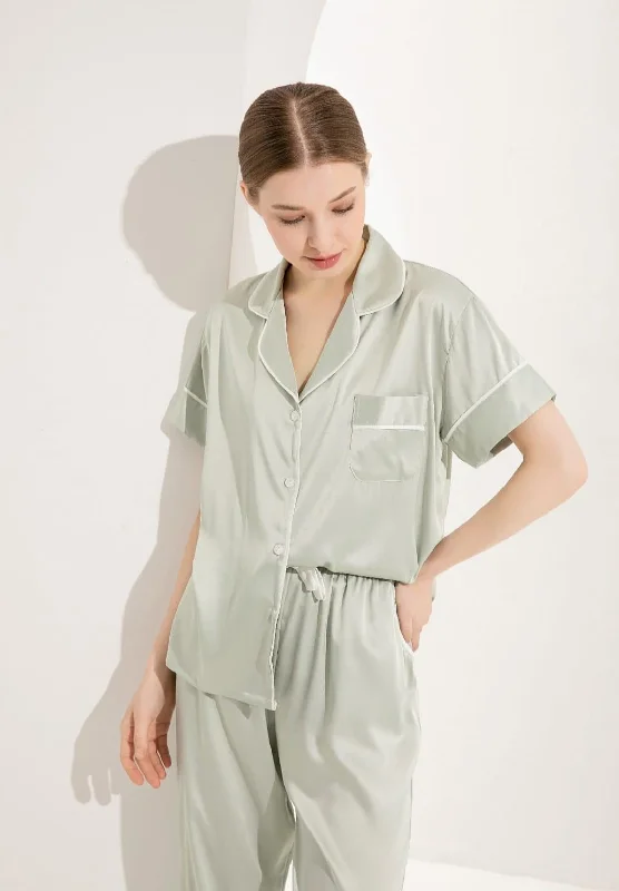 Women's pajama sets with best customer satisfaction -Agave Personalised Short Sleeve & Trousers Satin Pyjamas Women's pajama sets with best customer satisfaction -Agave Personalised Short Sleeve & Trousers Satin Pyjamas