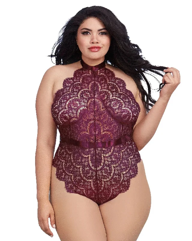Open cup babydoll with matching g-string -DG RD 11771X Plus Size Eyelash Lace Teddy with Halter Neckline and Thong Back Open cup babydoll with matching g-string -DG RD 11771X Plus Size Eyelash Lace Teddy with Halter Neckline and Thong Back