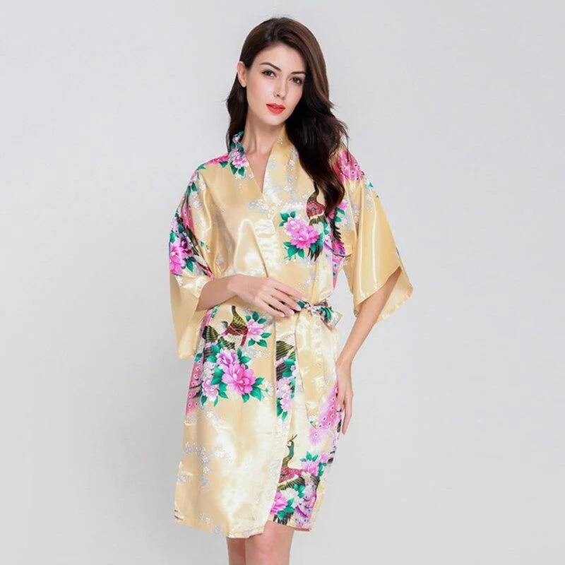 Womens robes cooling for hot weather breathable-Kimono Femme<br> Or