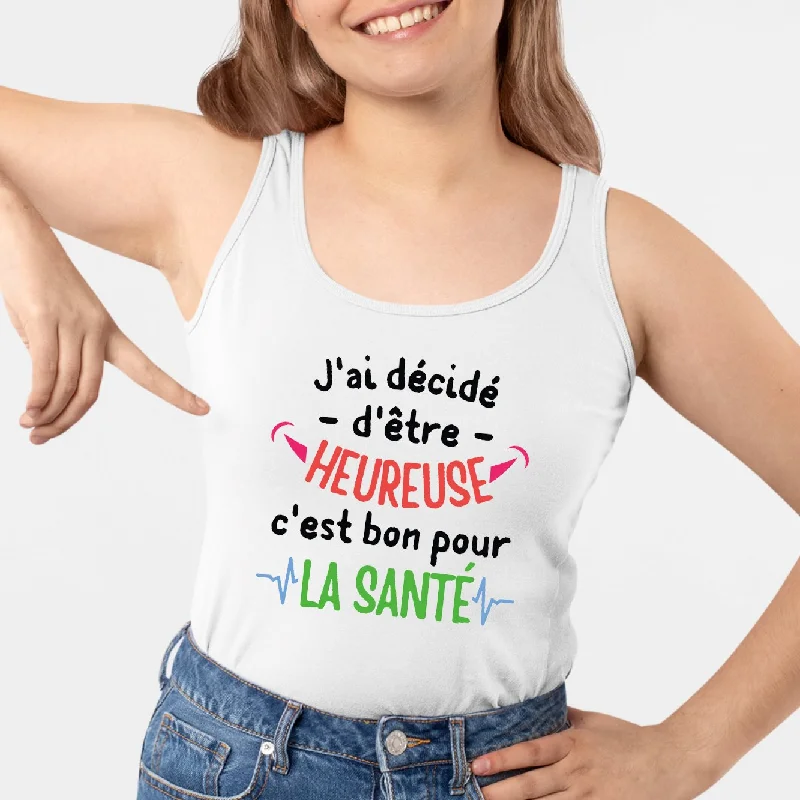 Tanks workout with sayings -Débardeur Femme J'ai décidé d'être heureuse