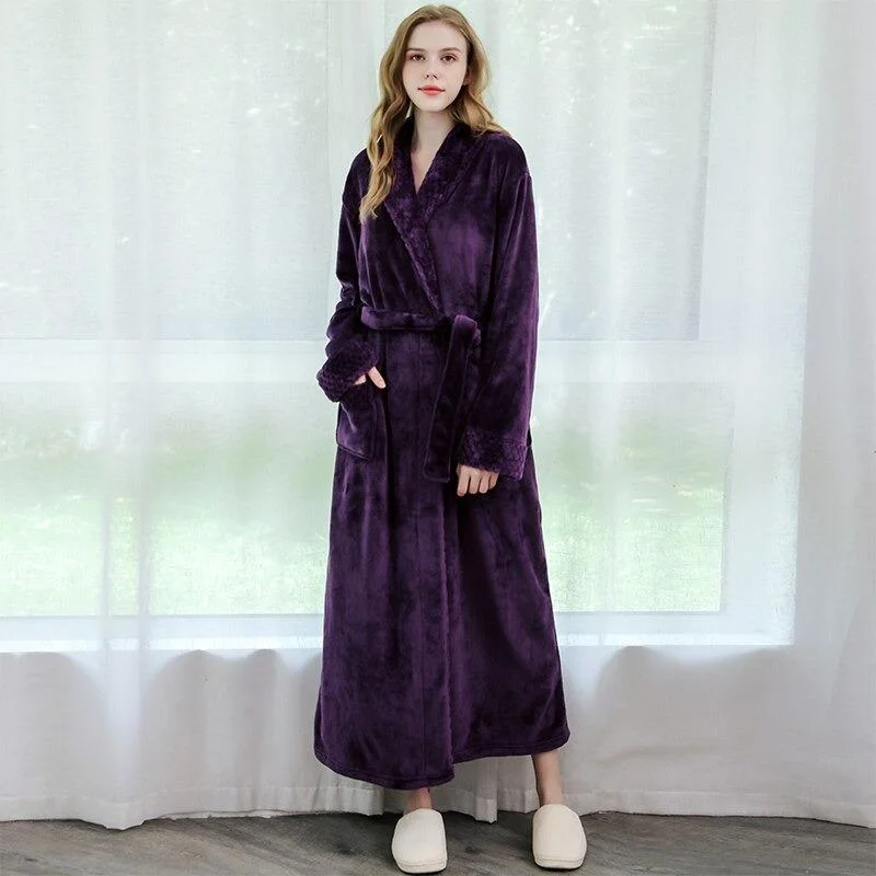 Womens cotton robes with pajama pants relaxed fit-Robe de Chambre Femme<br> Mauve