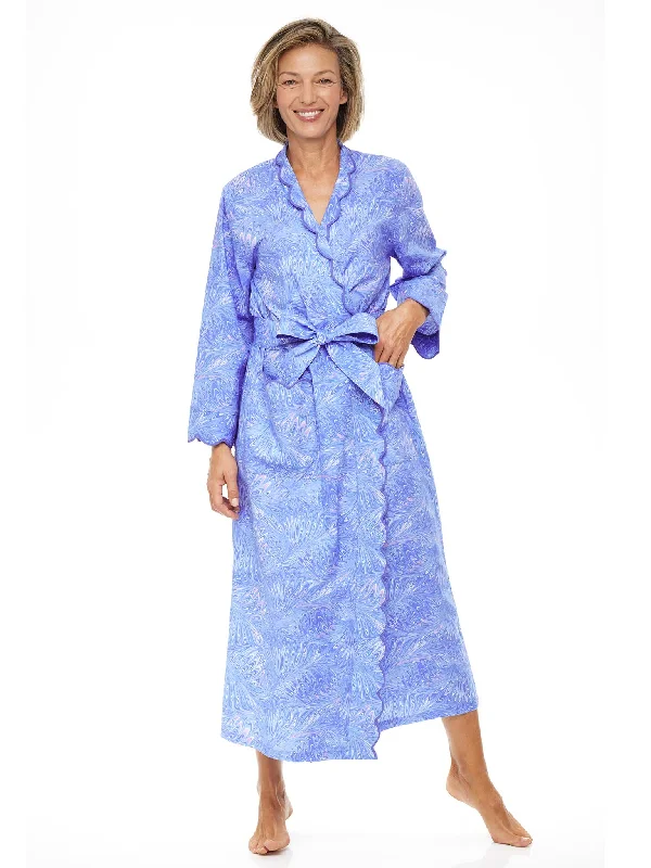 Womens hooded robes fleece cozy warmth-Blue Italian Marble Classic Robe