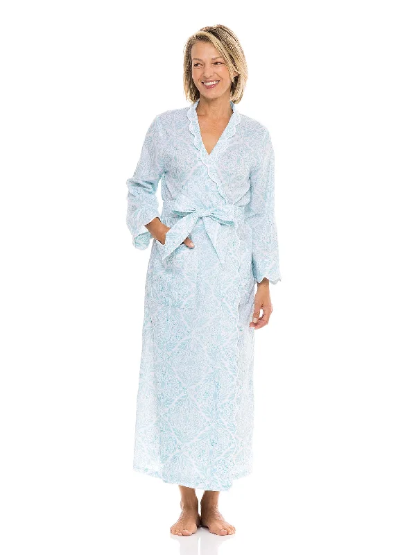 Womens Robe sets with matching slippers -Ice Blue Filigree Classic Robe