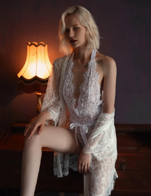 Womens nightwear for summer outfits breezy comfortable-Carolina Lace Robe