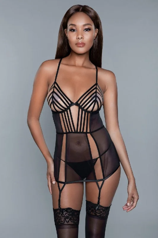 Long sleeve lace sexy dress for women -Jessica Chemise