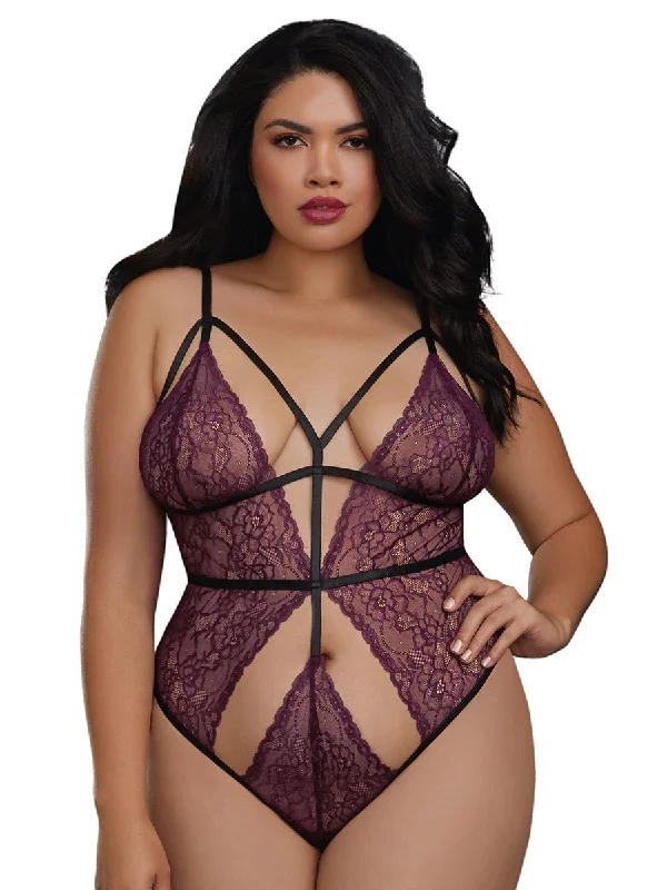 Teddy for rectangle to elongate torso -DG RD 11511X Plus Size Teddy Sparkling Grape