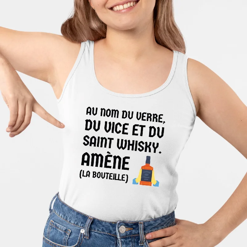 Tanks with built in bra plus size -Débardeur Femme Au nom du verre du vice et du saint whisky