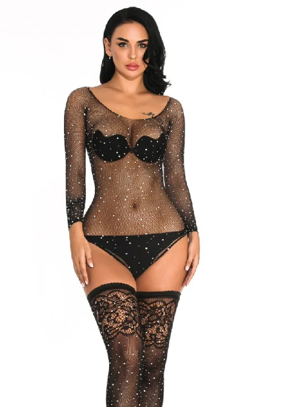 Mini sexy dress for women flirty -Diamond Body Stocking Teddy
