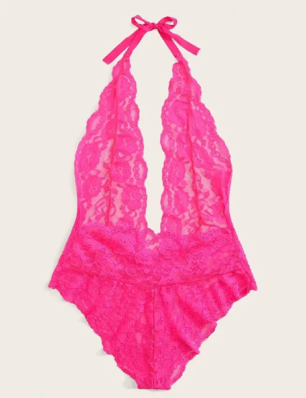SHEIN lace lingerie sets under $5 -lace deep V teddy(+colors)