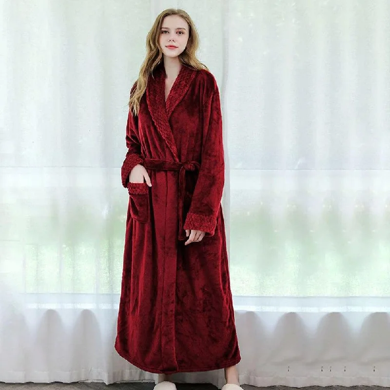 Womens robes that are easy to care for machine washable-Robe de Chambre Femme<br> Polaire
