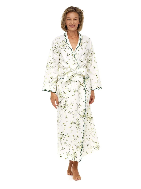 Womens satin robes with matching nightgown set-Acorn Print Classic Robe