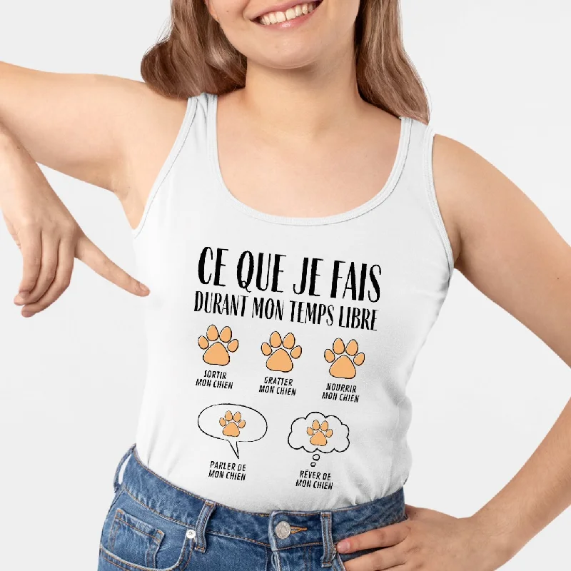 Moisture wicking tanks for exercise -Débardeur Femme Ce que je fais durant mon temps libre Chien