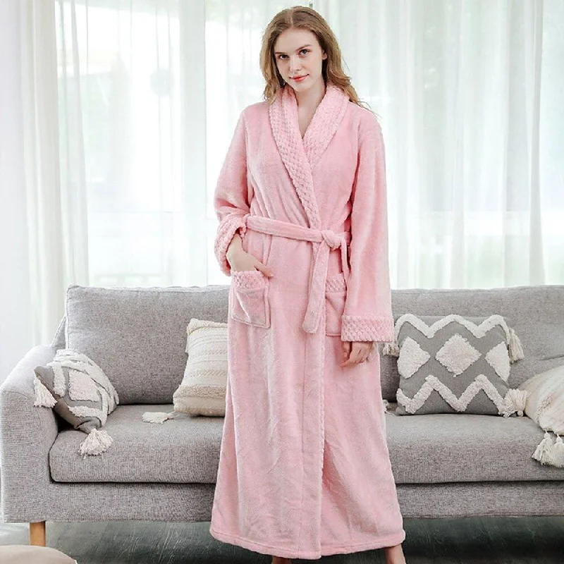Womens robes with durable fabric long lasting-Robe de Chambre Femme<br> Rose